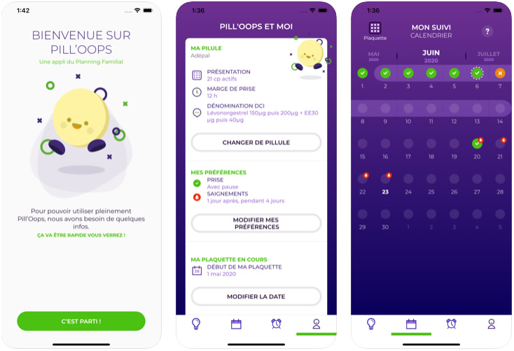Application contraception Iphone Android Pilloops